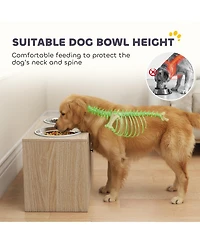 PawHut Elevated Dog Bowls with Storage, Raised Dog Bowl with Slow Feeder