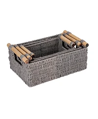 Household Essentials Decorative Woven Baskets, Set of 3, Grey