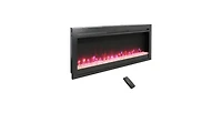 Flynama 44 inch in wall recessed electric fireplace with remote and multi color flame & emberbed, Led light heater