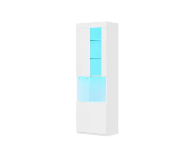 Storage Cabinet with Led Lights Tall Pantry Cabinet with Acrylic Door and Tempered Glass Shelves