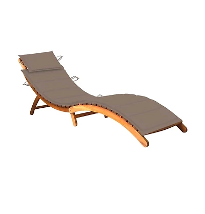 vidaXL Taupe Solid acacia wood Standard Foldable Sunlounger