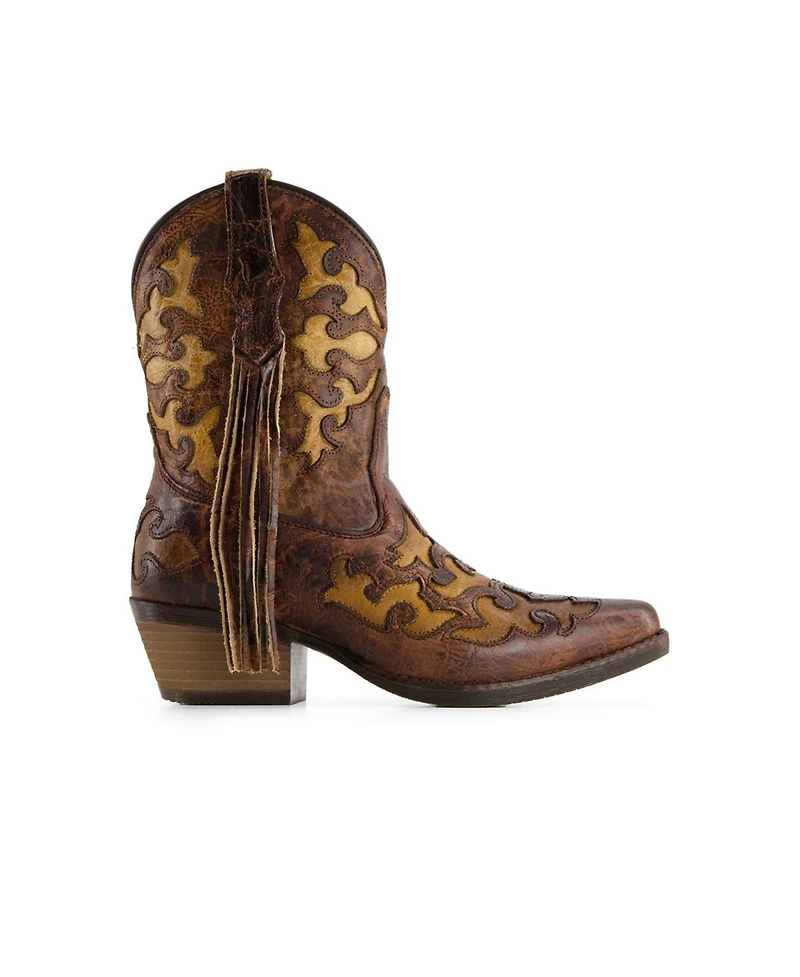 Forastero Women's Real Leather Pointed Toe Cowgirl Boots