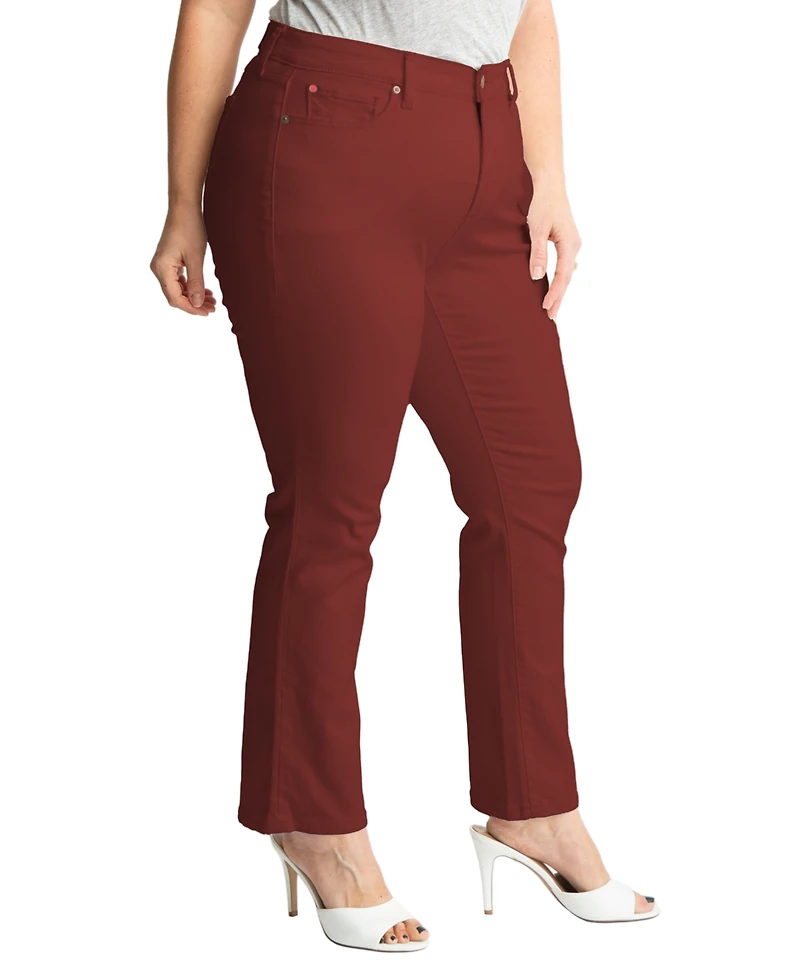 Slink Jeans Women's High Rise Straight 28" Inseam - Burgundy.