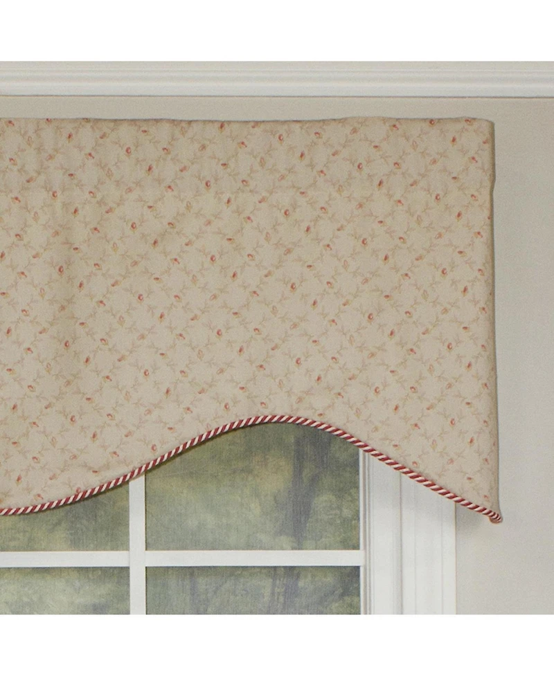 Rlf Home Rosie Corded Cornice – 100% Cotton, Fully Lined, 3" Rod Pocket Window Valance