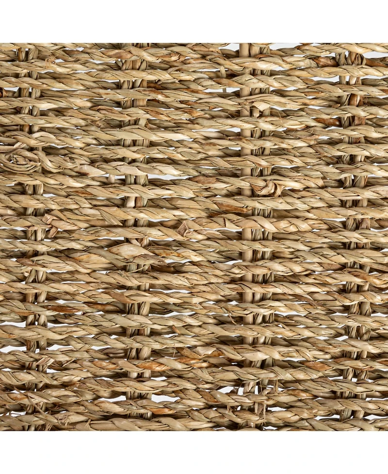 Household Essentials Handwoven Seagrass Rectangular Tray Set with Wood Handles, Natural, of 2