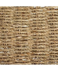 Household Essentials Handwoven Seagrass Rectangular Tray Set with Wood Handles, Natural, of 2