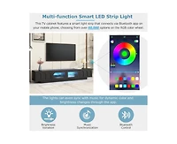 Casainc Storage Cabinet Tv Stand with Fluted tempered Glass Doors