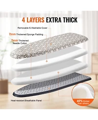 Ecooso Ironing Board with Large Surface, 4-Layer Thick Design, Heat-Resistant Cotton Cover, 7 Adjustable Heights for Home Laundry