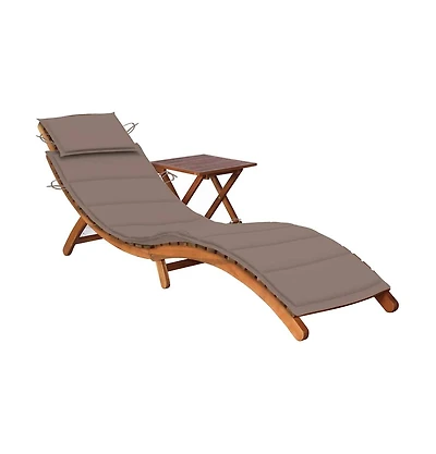 vidaXL Sunlounger With Table Taupe Solid acacia wood and polyester