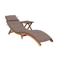 vidaXL Sunlounger With Table Taupe Solid acacia wood and polyester