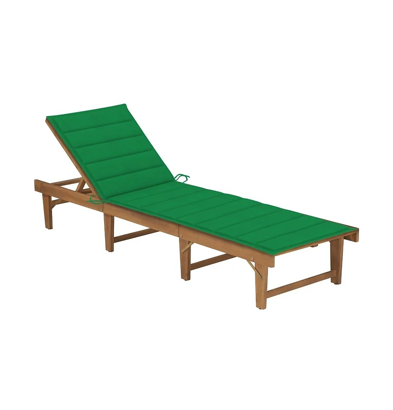 vidaXL Set of 1 Sun Lounger Solid Acacia Wood Large Foldable Sun Lounger