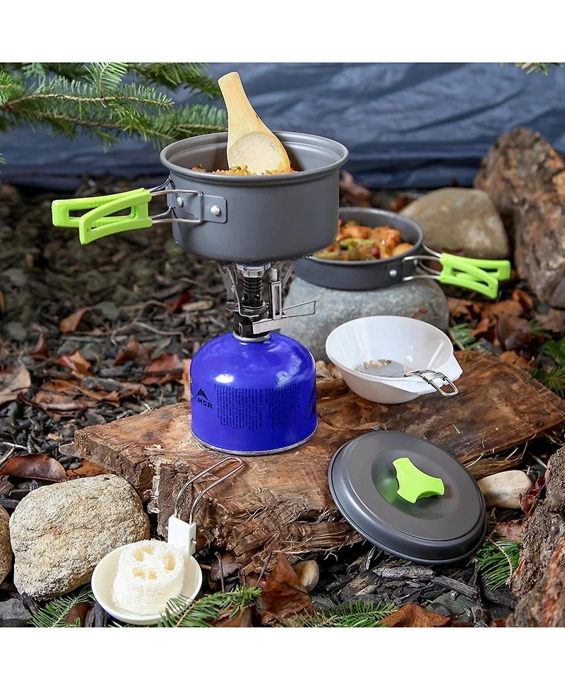 Aofar Camping Cookware Mess Kit for Backpacking Gear – Camping Cooking Set - Camping Pots and Pans Set 1 Liter Pot