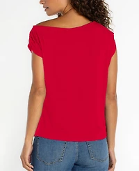 Liverpool Los Angeles Women's Short-Sleeve Asymmetrical Off-The-Shoulder Top