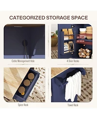 Homcom Mobile Kitchen Island with Power Outlet Drop Leaf Cart