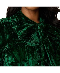 Unique Vintage Plus Velvet Long Sleeve Neck Tie Gwen Blouse