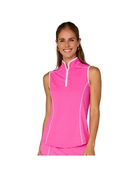 G Lifestyle Clothing Women's Sleeveless Piping Mock Neck Top