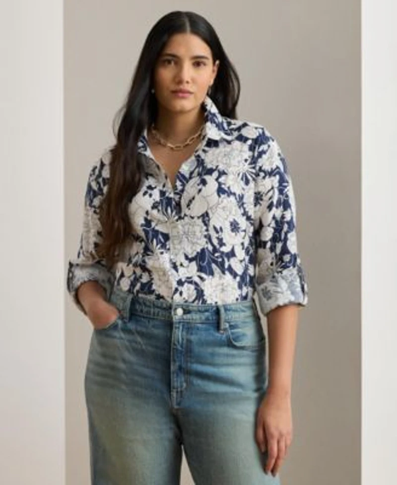 Lauren Ralph Lauren Womens Relaxed Fit Floral Shirt
