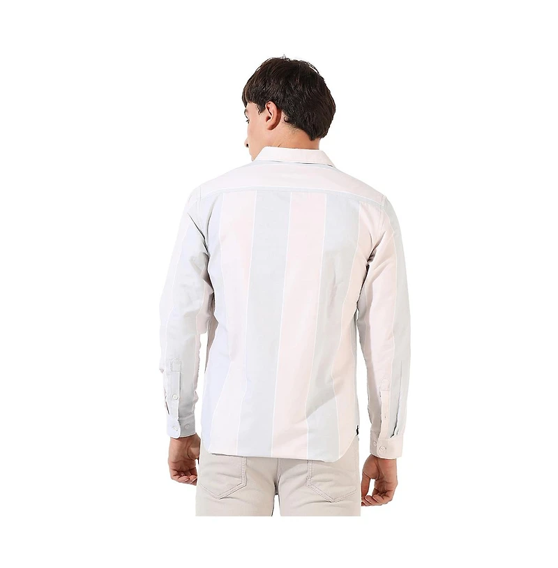 Campus Sutra Men's White And Blue Striped Regular Fit Casual Shirt