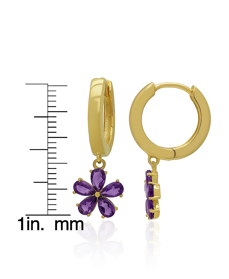 Macy's Blue Topaz Flower Dangle Hoop Earrings (2-5/8 ct. t.w.) Sterling Silver (Also Amethyst or Lab-Grown Magenta Sapphire)