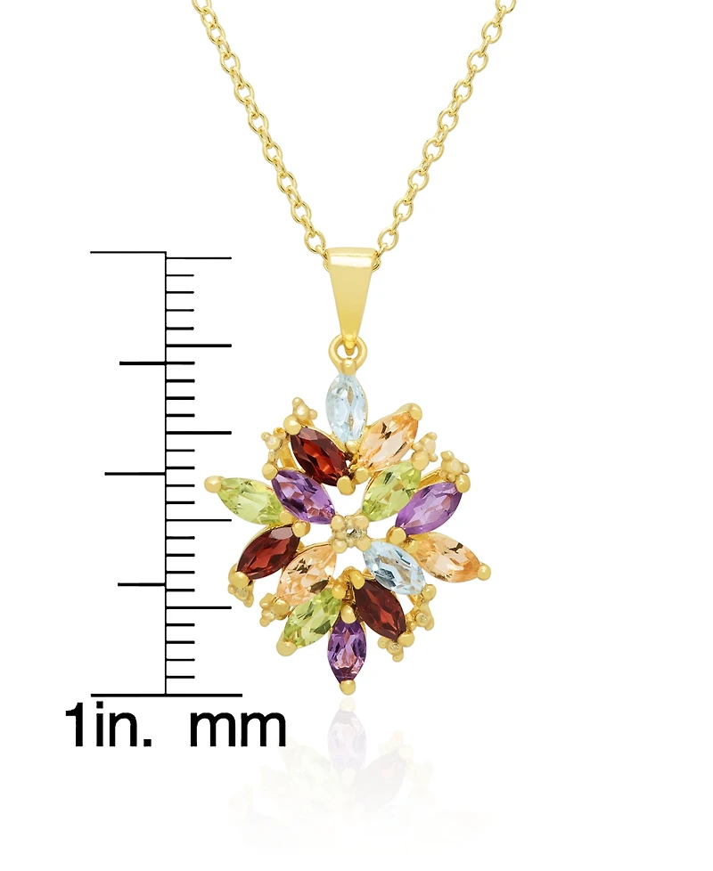 Macy's 2- Pc. Multi-Stone (3.13 ct. t.w.) & Diamond (0.005 ct. t.w.) Pendant Necklace & Earrings Set in Yellow Gold Plated Sterling Silver
