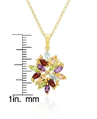 Macy's 2- Pc. Multi-Stone (3.13 ct. t.w.) & Diamond (0.005 ct. t.w.) Pendant Necklace & Earrings Set in Yellow Gold Plated Sterling Silver