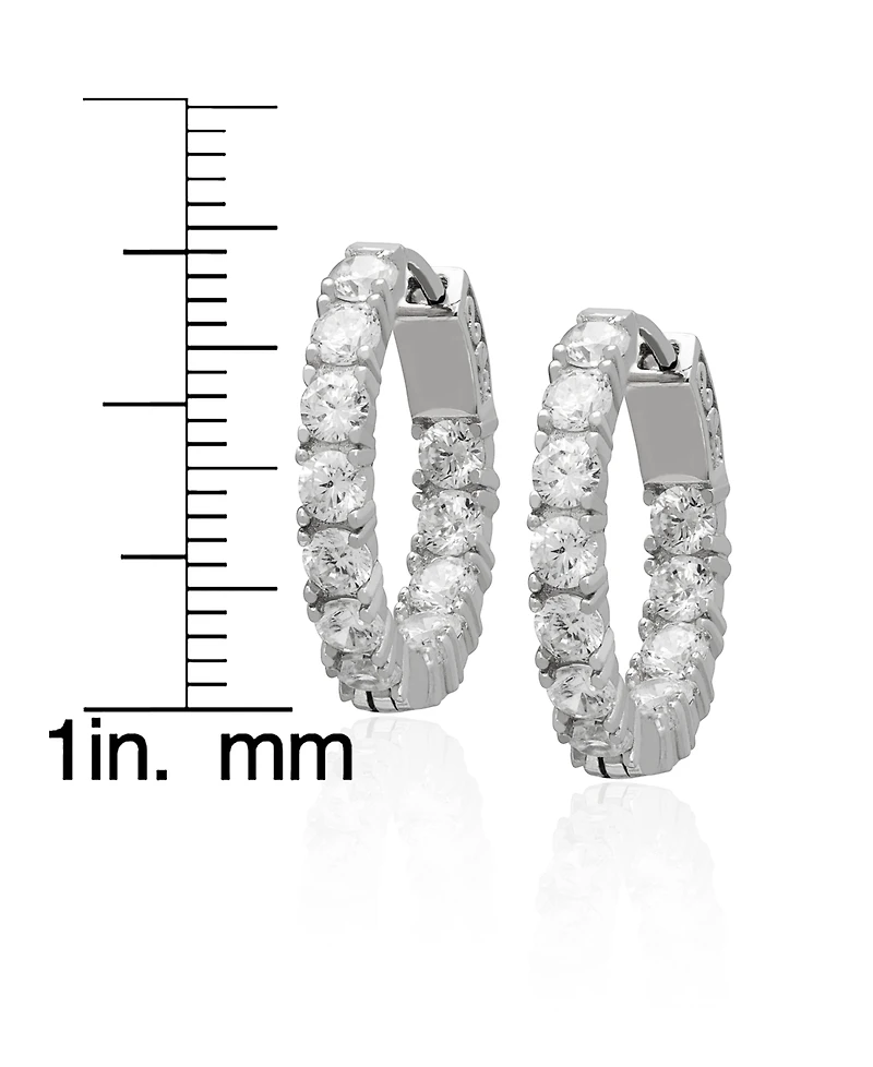 Macy's 2-Pc. Lab-Grown White Sapphire Hoop & Stud (4.9 ct. t.w.) Earring Set in Sterling Silver
