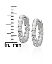 Macy's 2-Pc. Lab-Grown White Sapphire Hoop & Stud (4.9 ct. t.w.) Earring Set in Sterling Silver