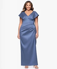Betsy & Adam Plus V-Neck Long Dress
