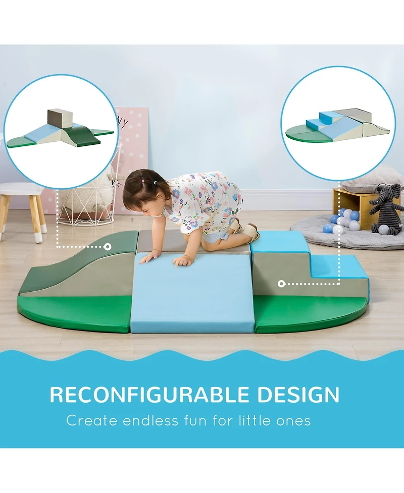 Qaba 6-Pieces Foam Climbing Blocks for Toddlers 1-3 Years, Assorted