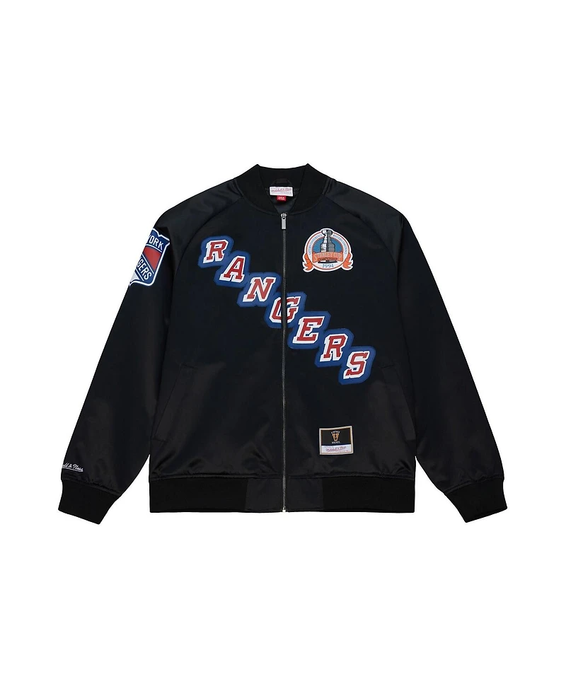 Unisex Mark Messier Black New York Rangers Maxxed Out Full-Zip Satin Jacket
