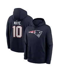 Nike Men's Drake Maye Navy New England Patriots Player Name Number Fleece Hoodie