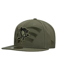 New Era Men's Olive Pittsburgh Penguins Military Appreciation Flag 59FIFTY Fitted Hat
