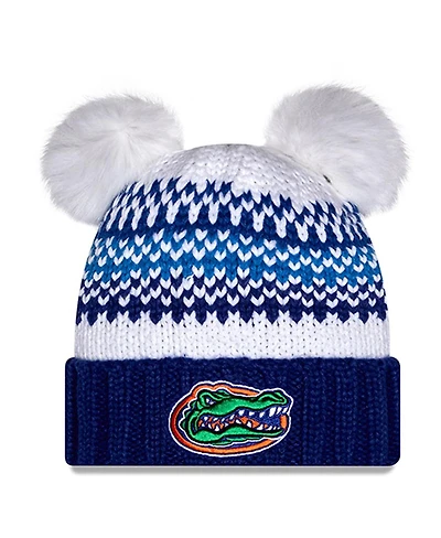 Women's Royal Florida Gators Double Pom Print Cuffed Knit Hat
