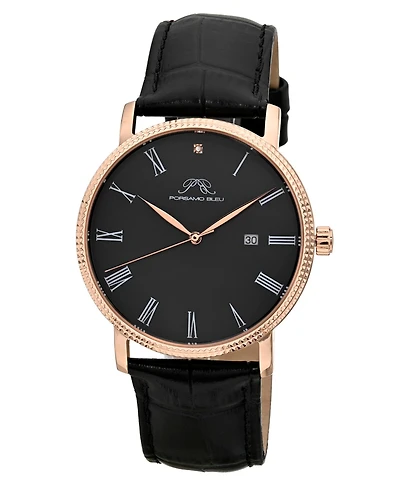 Porsamo Bleu Men's Veritas 1 Genuine Leather Band Watch 1361HVEL