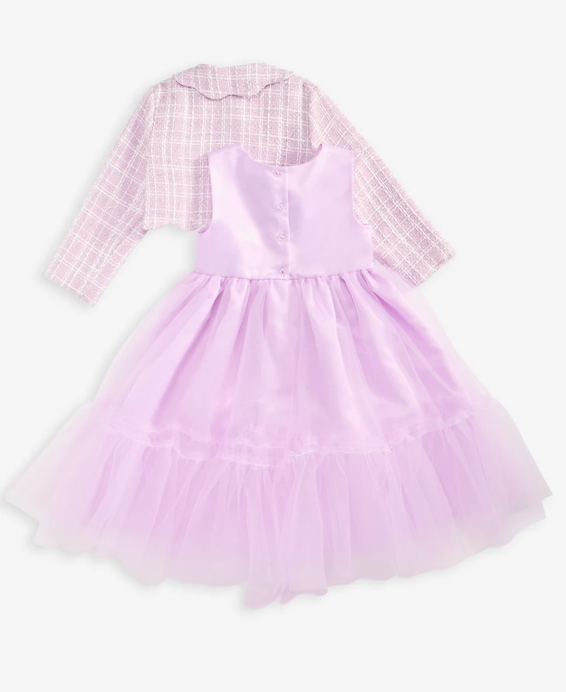 Blueberi Boulevard Girls' 2T-6X Boucle Jacket and Dress, 2-Piece Set