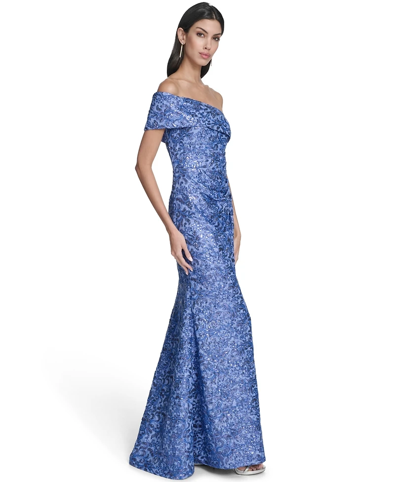 Eliza J Women's One-Shoulder Side Tucks Long Dress