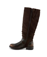 Patrizia Women's Misdreavus Metallic Burnished Tall Boot with Dual Buckles and Extended Calf Fit