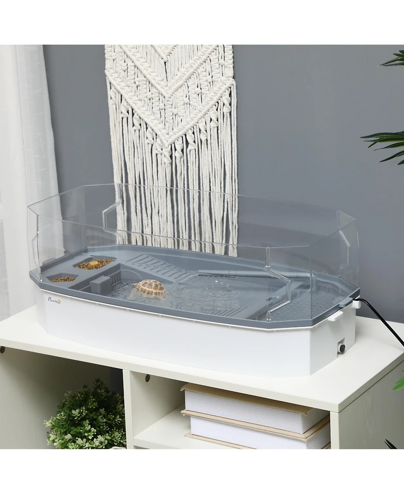 PawHut Triple-Filtering Turtle k Reptile Enclosure Turtle Habitat