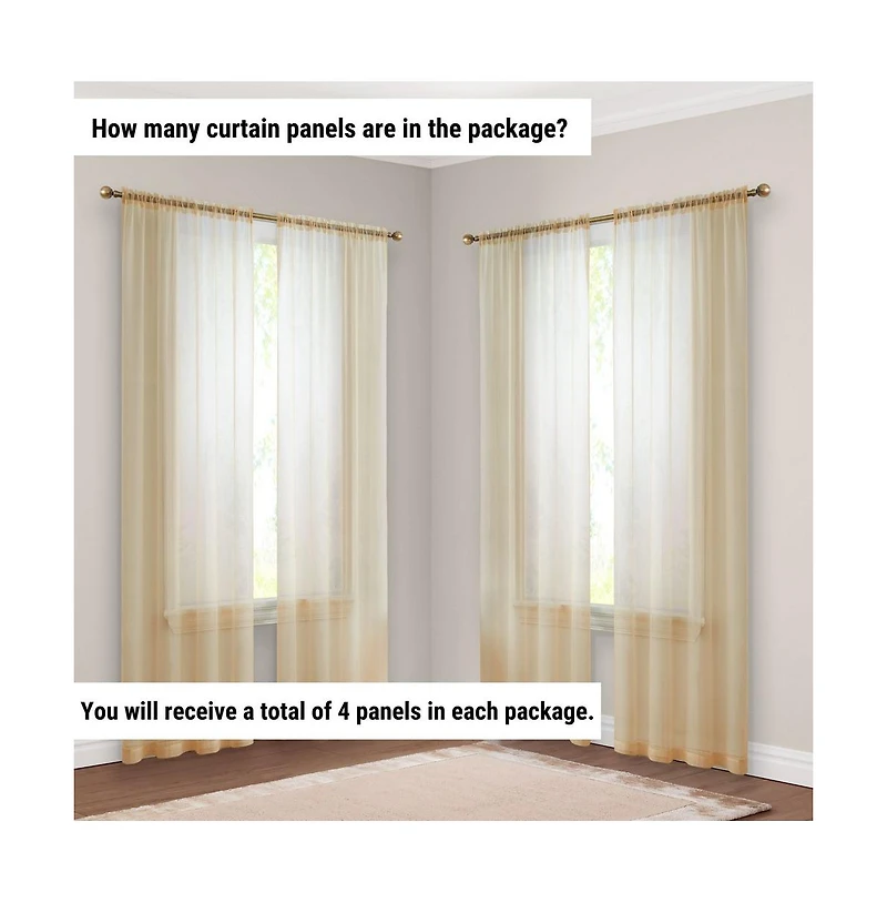 Hlc.me Essentials Sheer Voile Window Treatment Rod Pocket Curtain Panels