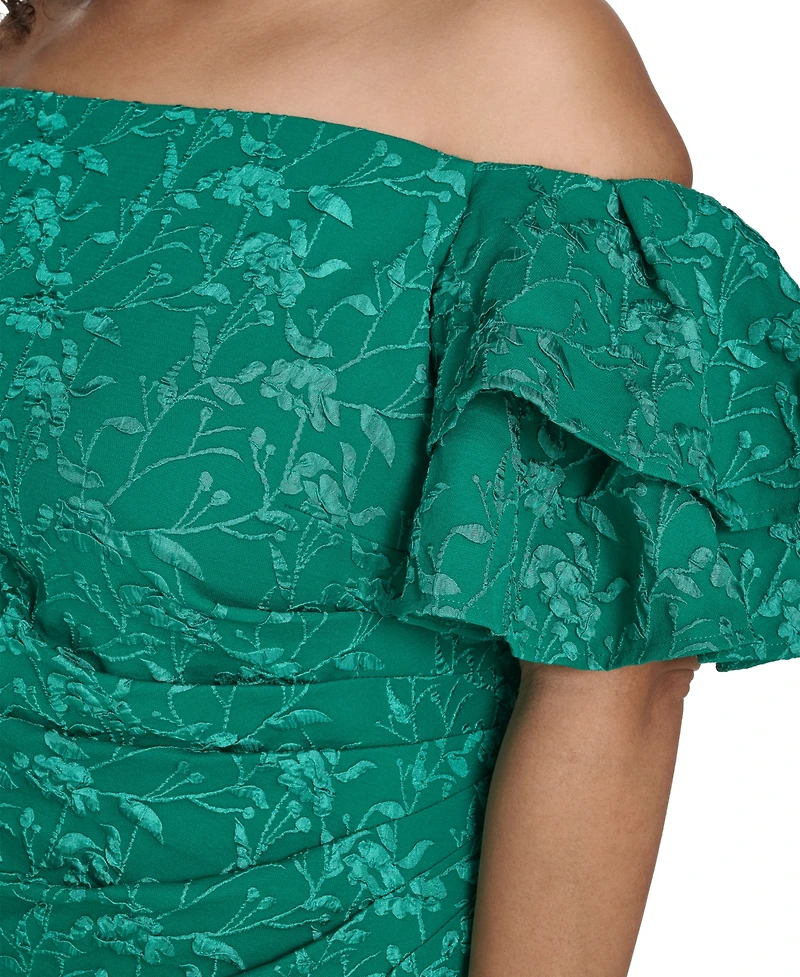 Eliza J Plus Off-The-Shoulder Short-Sleeve Gown