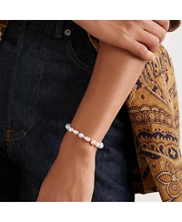 Joey Baby 18K Gold Plated Freshwater Pearls with Colored Glass Beads - Amber Bracelet 7" For Women and Girls