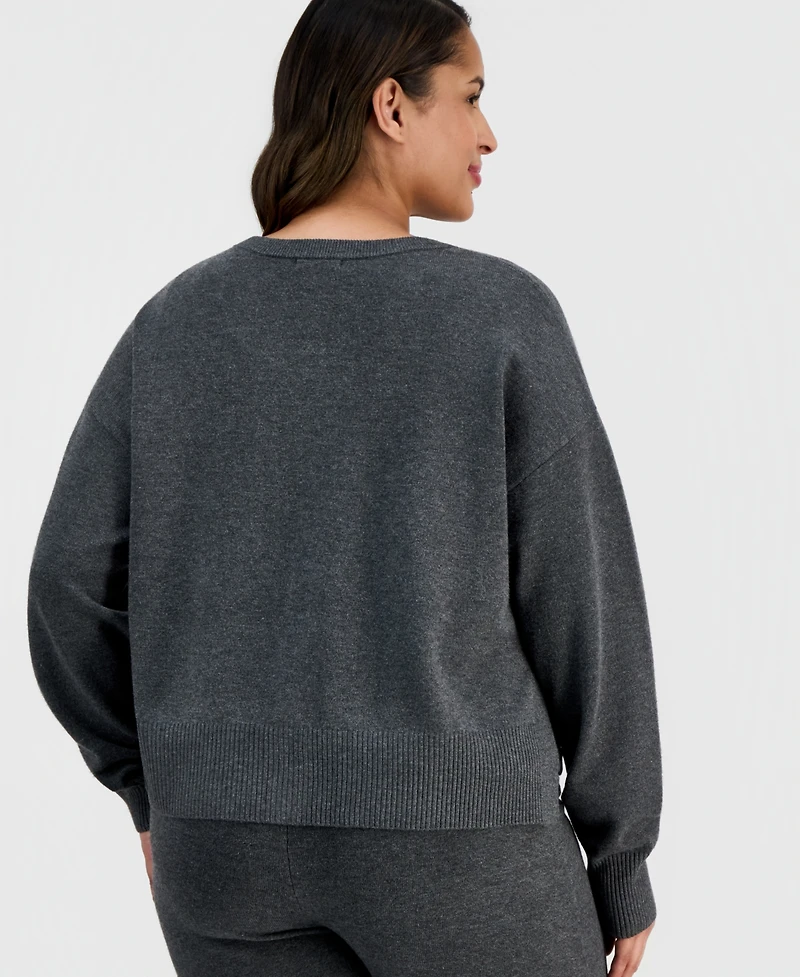 Bar Iii Trendy Plus Button-Front Long-Sleeve Cardigan, Macy's Exclusive