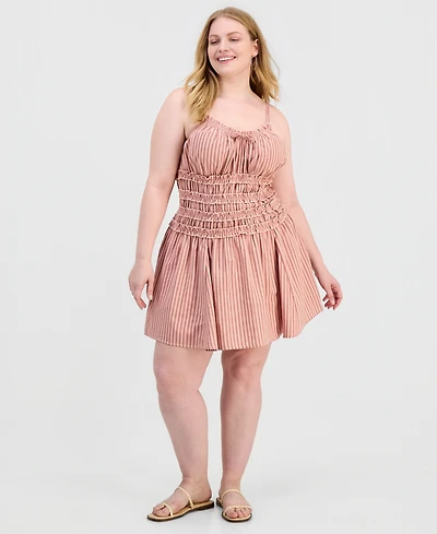 And Now This Trendy Plus Striped Smocked Mini Dress, Macy's Exclusive