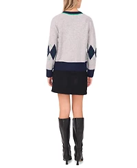 Vince Camuto Women's Elbow Argyle Long-Sleeve Sweater