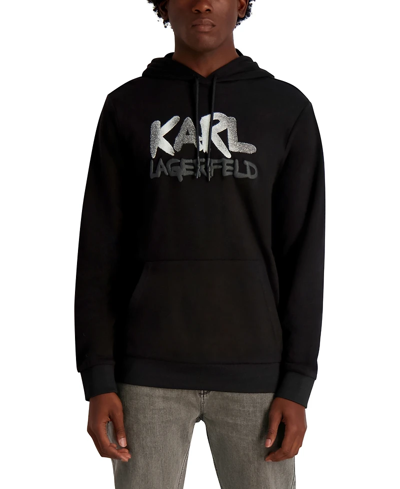 Karl Lagerfeld Paris Men's French Terry Graffiti Texture Hoodie