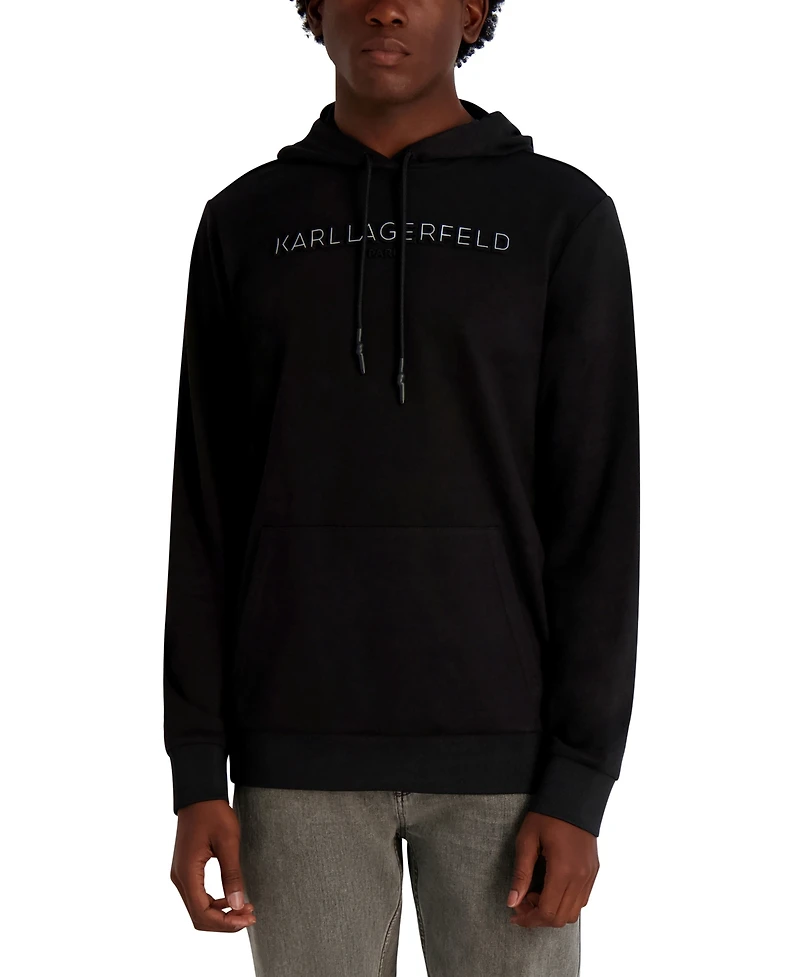 Karl Lagerfeld Paris Men's French Terry Embossed Logo Hoodie