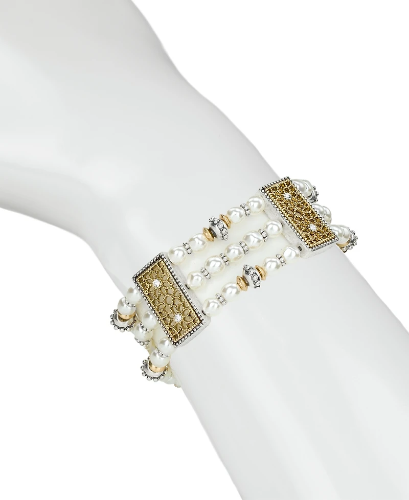 Patricia Nash Cultivated Pearl 3 Strand Stretch Bracelet