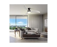 Sofucor 52-inch Modern Classic Black 3-Blade Flush Mount with Intelligent Remote Control and Light