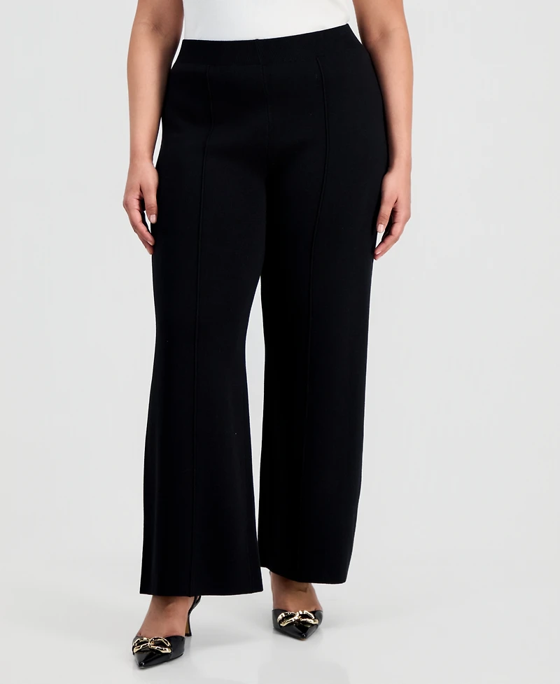 Tahari Asl Plus Mid-Rise Sweater-Knit Pants