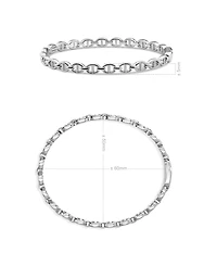 Devata Mariner Anchor Bangle Bracelet in Rhodium Plated Sterling , Size